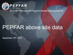 September 19 th , 2017 PEPFAR above site data