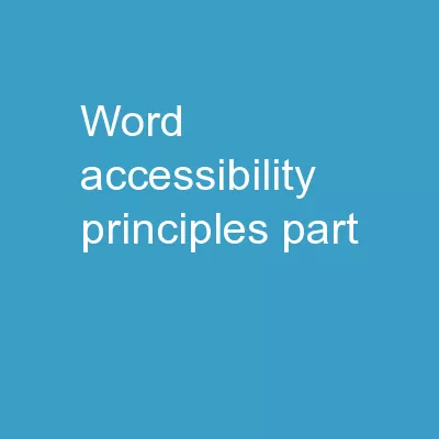 Word Accessibility Principles Part