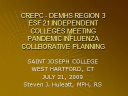 CREPC - DEMHS REGION 3 ESF 21 INDEPENDENT COLLEGES MEETING