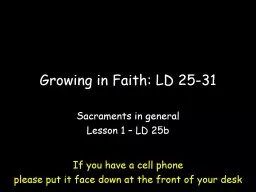 Growing in Faith: LD 25-31