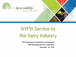 NYFVI Service  to the  Dairy Industry