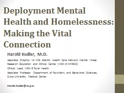 Deployment Mental Health and Homelessness: Making the Vital Connection