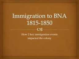 Immigration to BNA 1815-1850