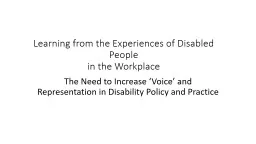 Learning from the Experiences of Disabled People