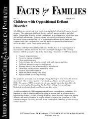 No March   Children with Oppositional Defiant Disorder