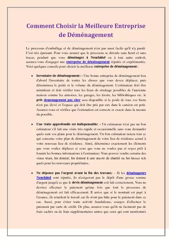 PDF-Comment Choisir la Meilleure Entreprise de Déménagement