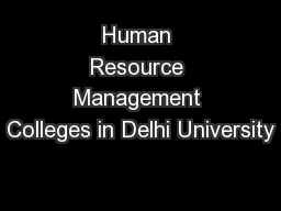 Human Resource Management Colleges in Delhi University