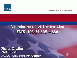 Abandonment & Destruction FMR 102-36.305 – 330