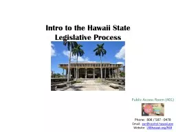 Intro to the Hawaii State Legislative Process