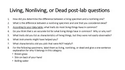 Living, Nonliving, or Dead post-lab questions