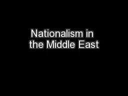 Nationalism in the Middle East