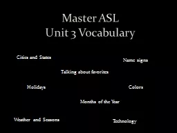Master ASL  Unit 3 Vocabulary