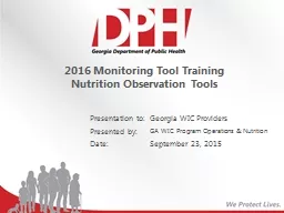2016 Monitoring Tool Training