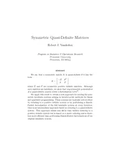 Symmetric QuasiDenite Matrices Robert J