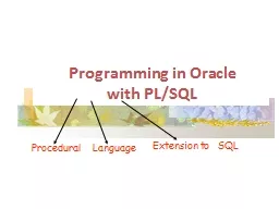 Programming in Oracle  with PL/SQL
