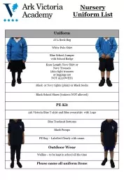 Nursery Uniform List Uniform