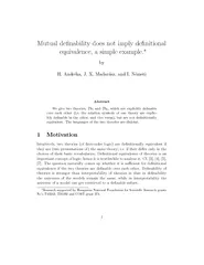 Mutual denability does not imply denitional equivalenc