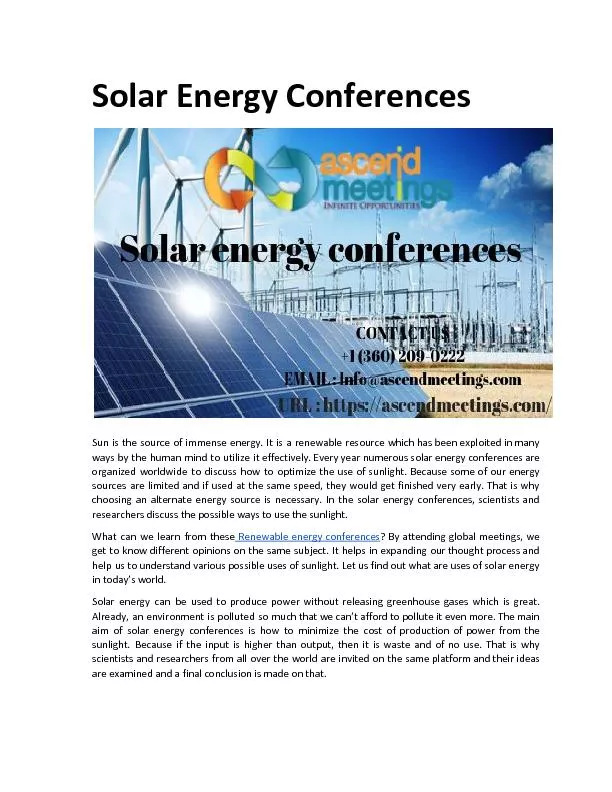 Solar Energy Conferences 