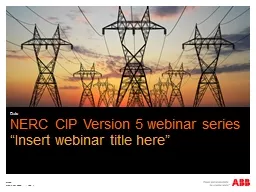 NERC CIP Version 5 webinar series
