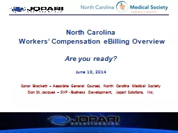North Carolina  Workers’ Compensation eBilling Overview