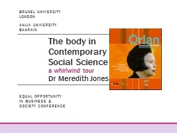 The body in Contemporary Social Science