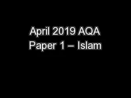 April 2019 AQA Paper 1 – Islam