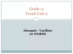 Grade 11 Vocab  Unit 2 Abnegate - Vacillate