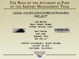 “LEGAL ISSUES ASSOCIATED WITH AN RSA PROJECT