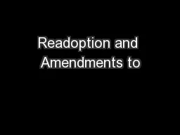 Readoption and Amendments to
