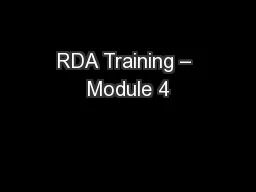RDA Training – Module 4
