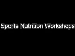 Sports Nutrition Workshops