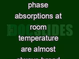 End result is that solution phase absorptions at room temperature are almost always broad