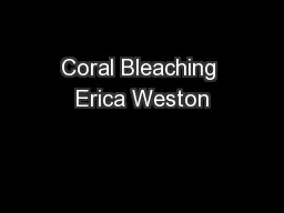 Coral Bleaching Erica Weston