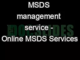MSDS management service - Online MSDS Services