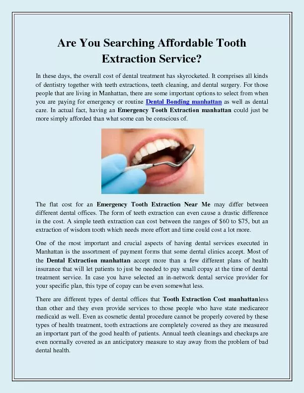 Are You Searching Affordable Tooth Extraction Service