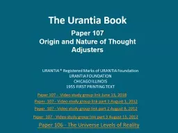 The Urantia Book Paper 107