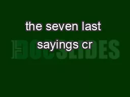 the seven last sayings cr