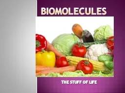 bioMOLECULES THE STUFF OF LIFE