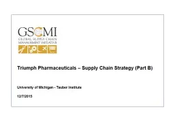 Triumph Pharmaceuticals – Supply Chain