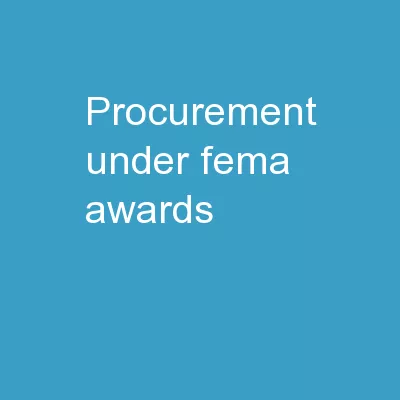 Procurement Under FEMA Awards