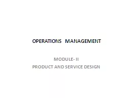 OPERATIONS MANAGEMENT MODULE- II