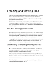 Freezing and thawing food In general frozen foods have