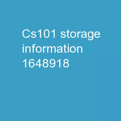 CS101 Storage Information