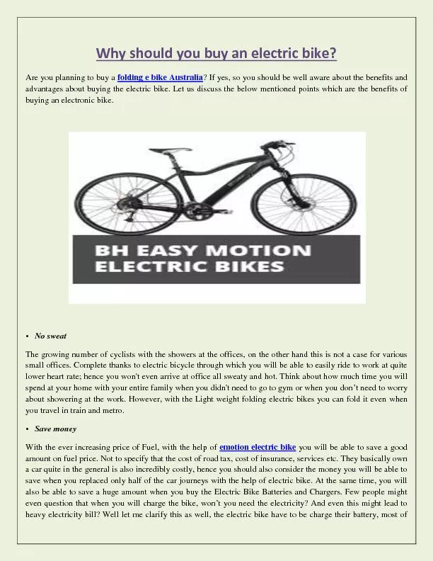Why should you buy an electric bike