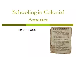 Schooling in Colonial America