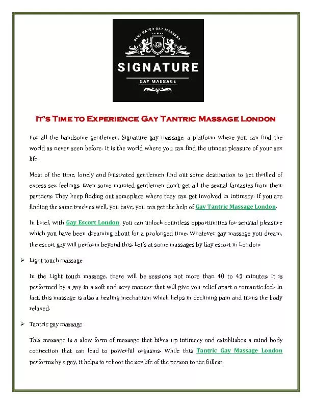 Gay Tantric Massage London