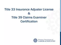 Title 33 Insurance Adjuster License