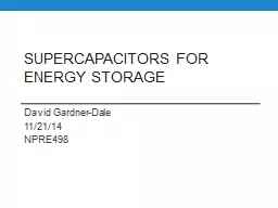 SuperCapacitors  For Energy Storage