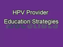 HPV Provider Education Strategies