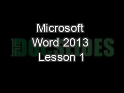 Microsoft Word 2013 Lesson 1